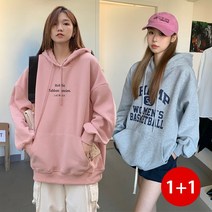 2장 스타일아유 여성 봄 가을 레터링 루즈핏 긴팔 후드티 A3A1TS1585MX9