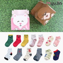 유진 더유진 유아동 KC인증 국산 양말 + 입체 상자 선물 포장 스티커 아동 어린이 어린이집 유치원 생일 단체 답례품