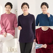 [엄마옷 로즈맘] 러블리진주셔링니트티셔츠/겨울 50대60대 생신선물 겨울옷 엄마티셔츠 할머니옷