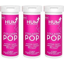 hum collagen pop - 프리미엄 마린콜라겐 + 비타민c로 만든 스킨케어 콜라겐 정제 - 이동 중에도 피부 수분량을 개선하는 콜라겐 보충제 - 딸기 레몬 (녹는, 산딸기 + 레몬, 30카운트(1팩)