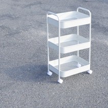 이동식 무빙 3단 트롤리 철제 웨건 주방 카트 화이트, 1개