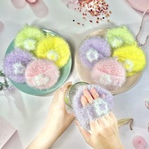 [4+1] 휘연공방 핸드메이드 두겹 플라워밴드 4p 수세미 세트 사은품 개별포장 빠른배송 선물용 상자 포장, 플라워밴드 수세미 SET