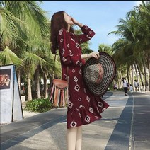 Happy shopping 비치원피스 트로피칼 브이넥 롱쉬폰원피스 mLY174