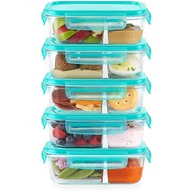 Pyrex Mealbox 10피스 도시락 상자 세트 23컵 분할 유리 식품 보관 용기 무독성 BPA 프리 래칭 뚜껑 냉동고 전자레인지 상단 랙 식기 세척기 사용 가능 칸막이