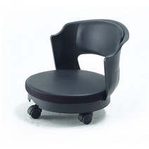 하이솔로몬 앉은뱅이 등받이요추가죽 회전 의자, 블랙