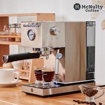 맥널티 에스프레소 반자동 커피머신 MCM-6878S + 맥널티 그라인더 or Piar 51mm 고급 우드 포터필터, MCM-6878S 실버 + 맥널티 워셔블 전동그라인더