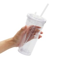 휴대용 심플한 개인용 아이스 커피 투명 빨대 텀블러 500ml, 1개
