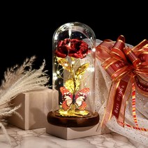 화병 도자기 유리 돌 6색 아름다움과 야수는 유리 돔에 발렌타인 선물 LED 로즈 램프 크리스마스, 27 F
