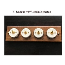 레트로세라믹 목재 토글 스위치 은폐 마운트 2 웨이 1-4 갱 황동 벽 조명, 4-Gang CeramicSwitch