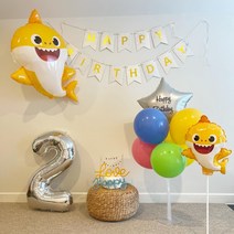 아기상어 생일파티 풍선 세트 스틱풍선 캐릭터 500일 세돌 두돌 네돌 생일상, 2