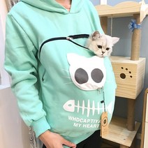 맨투맨 고양이 슬링백 캥거루 주머니 산책 외출 후드 점퍼, E타입M