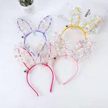 트윙클 LED 토끼 머리띠 4p세트 파티 야광머리띠, 단품