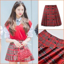 장원영 아는형님 출근룩 상큼한 사랑스러운 걸그룹 A라인 스커트 레드 과즙상 아이돌 치마