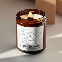 블랑쉬미엘 빈티지 드로잉 브라운 소이캔들 대형 코튼심지 향초, 화이트머스크