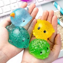 말랑이 슬라임 반짝이 포도송이 곰 완두콩 복숭아 고양이 쌍 계란 찐득볼 Big 26