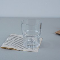 플리츠 유리컵 플랫화이트 글라스 빈티지 레트로 유리잔 160ml 1개, 투명