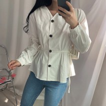 브링미[예쁨보장]인기재진행]옆리본 브이코튼블라우스(4color)