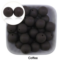 코너비드 그레이 블루 커피 블러쉬 오트밀 실리콘 비즈 15mm 아기 씹을 수 있는 DIY 라운드 루즈 볼 팔찌 20 개, [01] 15mm, [15] Coffee