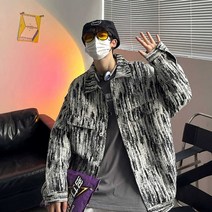 남자 봄 가을 스트리트 스타일 데님 재킷