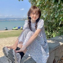 해외귀여운 루즈핏 쉬폰 여름여친룩 반팔 롱 원피스 10대 20대 30대 여성 여자 꽃무늬 제주도 플라워 스커트