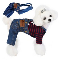 멜빵 올인원 청바지 강아지옷, 바지(초록티)