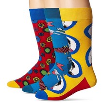 Happy Socks 유니 비틀즈 컬러 잠수함 EP 컬렉터 박스 (3쌍) 옐로우 남성 8-12 여성 10-12.5