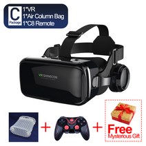 3D VR Glasses Virtual Reality Headset Smart Helmet for Mobile Phone Smartphones Video Game Binocular, 한개옵션1, 03 C-No Box C8 Remote