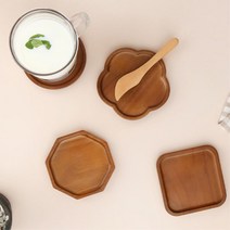 찻잔 다과 나무식기 원목 컵받침 홈카페 음식점 개업선물 대접용 머그컵 커피잔, 사각