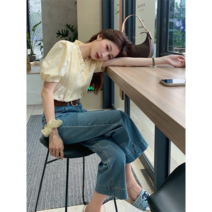 D522 레이스 브이넥 상큼발랄 데일리룩 센스만점 반팔 블라우스