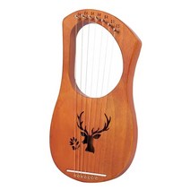 하프 리라 미니 크로마 젤틱 그랜드 켈틱 하프 칼림바 harp 악기 오토 시클 lyra 거문고 7 금속 현 잿물 뼈 안장 마호가니 튜닝 렌치 및 블랙 긱 백, 밝은 회색