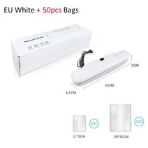 진공 식품 압축기 실러 자동 포장 기계 씰링 가방, White Ad 50 Bags+EU 플러그+220V