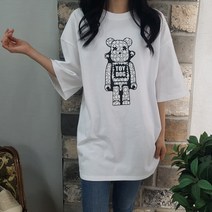상상그이상 여성용 국내제작 퍼즐 토이 반팔 티셔츠 귀여운 프린팅 루즈핏 라운드넥 티셔츠