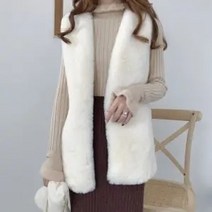 퍼베스트 털조끼 코트 ​​겨울 민소매 넥 부드러운 털이 자켓 겉옷