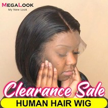 [레브] 인모 연습용 가발 megalook short bob wig lace t part human hair wigs pre plucked for women remy bob, 10인치, 150, 측면 부분