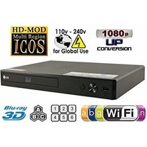 LG BPM35 지역 프리 블루레이 플레이어 다지역 스마트 WiFi 110240 볼트 1.8m(6피트) HDMI 케이블 및 Dynastar 플러그 어댑터 번들 패키지