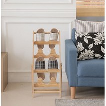 북유럽 원목 현관 슬리퍼 정리대 거치대 4단 실내화꽂이, 내츄럴