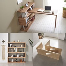 공간분리 가벽 인테리어 파티션 선반 ㄱ자 1600 책상 세트 4단 6컬러, 엘다