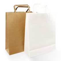 대량구매/크라프트 종이봉투 종이 쇼핑백 백색 감광지 손잡이 무지, 종이쇼핑백/트위스트/크라프트지, 대/320x160x300/400매