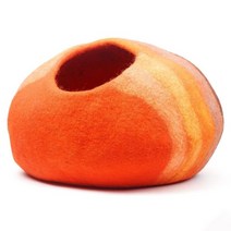 Reefelt 펠트 고양이 동굴 침대 - 고양이와 새끼 고양이를 위한 프리미엄 핸드메이드 100% 메리노 울 테마 침대 (선셋 오라뉴 스트라이프), Sunset Oragne Stripes, Sunset Oragne Stripes