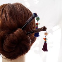 핸드메이드 하와이안 플라워 태슬 나무비녀 셀프헤어 올림머리비녀