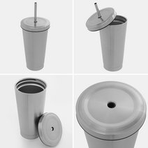 스텐304 빨대텀블러 진공텀블러 마개 진공 500mL 실버