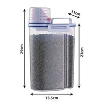 쌀통 20kg 식품 통 플라스틱 저장 탱크 측정 컵 용기 포함 대용량 공간 절약형 쌀 2/1 kg