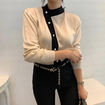 [랜덤플레이] 언발란스 반목 버튼 캐주얼 니트