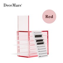 핸드자키 수동자키 전동자키 DeceMars 인조 속눈썹 보관함 5 겹 아크릴 팔레트 홀더 레드블루화이트, 02 Red