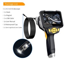 스마일 산업용내시경카메라 산업용 내시경 검사 카메라 3.9mm 1080P HD 보어스코프 4.3 인치 IPS 스크린 6 LED 조명 세미 리지드 케이블 IP68 방수, 없음, 7.Dual Lens - 5 메터-5.5MM