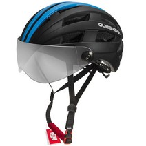 승마헬멧 머리보호 승마 모자 장비 QUESHARK-QE116 초경량 사이클링 헬멧 남녀 공용 MTB 로드 바이크 자전거 오토바이 라이딩 탈착식 투명 렌즈 안전 캡, 01 58cm-64cm, 05 Black Blue