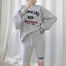 티데일리 여성용 호킨스 맨투맨 5부팬츠 트레이닝 상하의 세트