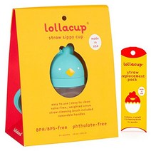 Lollaland 아기를 위한 무게감 있는 빨대 컵: 미국에서 제작 - 전환 어린이 유아 및 컵 6개월 9개월 | 샤크 탱크 제품 롤랙컵터키석 교체 팩 포함