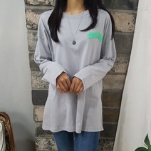 상상그이상 여성용 국내제작 스쿠터 티셔츠 뒷부분 패치 포인트 유니크한 발포나염 레터링 양옆트임 활동성 편한 얇은 긴팔 티셔츠