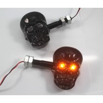 혼다 CG125 해골 방향지시등 LED 깜빡이 할리 빈티지 복고, 블랙 한 쌍개